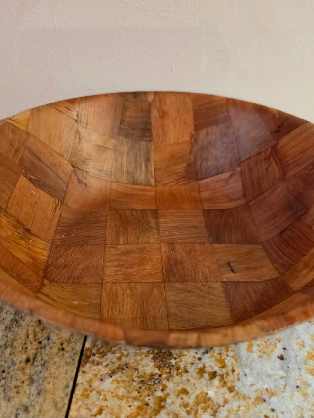 MCM Mahogany Woven Wood Bowl - Warm Brown 11”